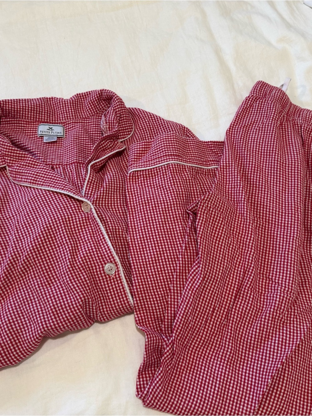 Petite Plume 100% Cotton Red Gingham Pajama Set